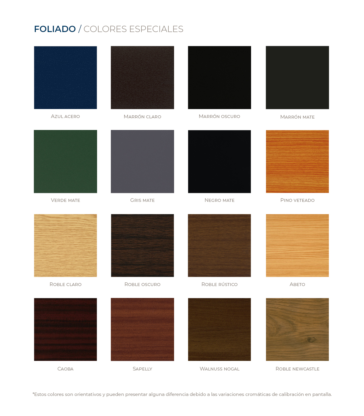 Paleta de colores especiales Cortizo