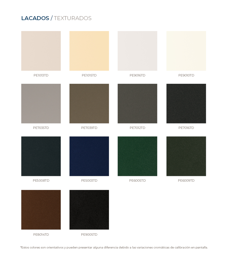 Paleta de colores texturizados Cortizo