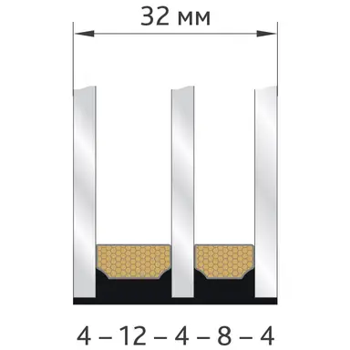 Двухкамерный стеклопакет 32 мм