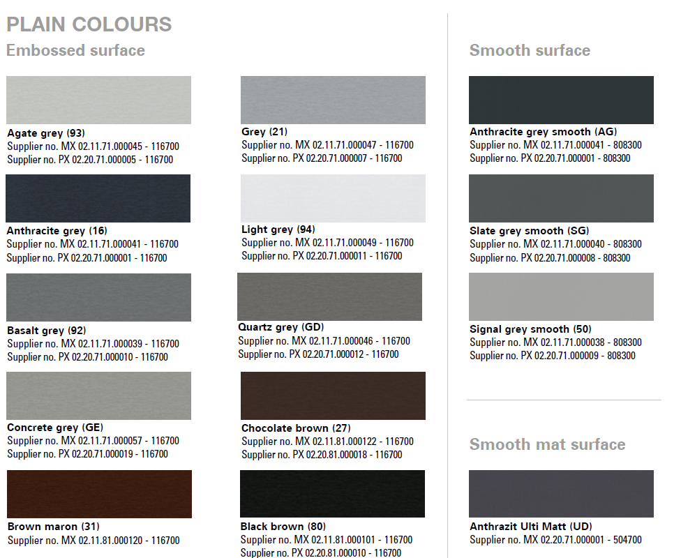 Catálogo de colores y laminados RAL Kömmerling Xtrem 76 MD Zero