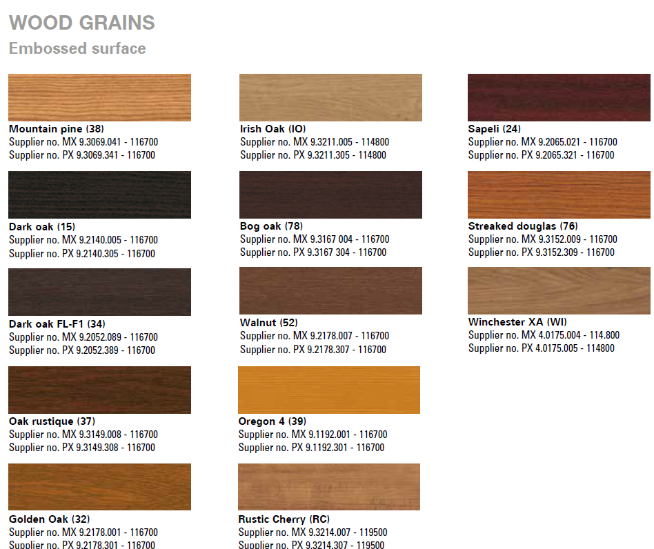 Catálogo de colores y laminados imitación madera Kömmerling Xtrem 76 MD Zero