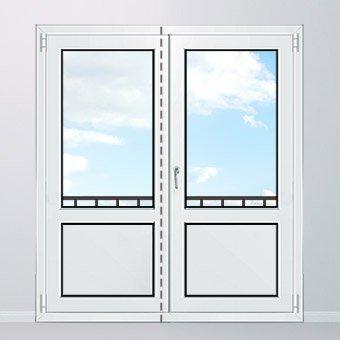 Штульповая балконная дверь со стеклянными вставками