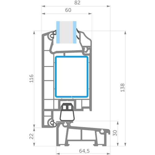 WDS Door 60. Profile section.